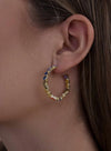 Boucles d'oreilles créoles en argent plaqué or, design multicolore