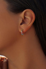 Silver Hoop Earrings Multicolor Zircon Design