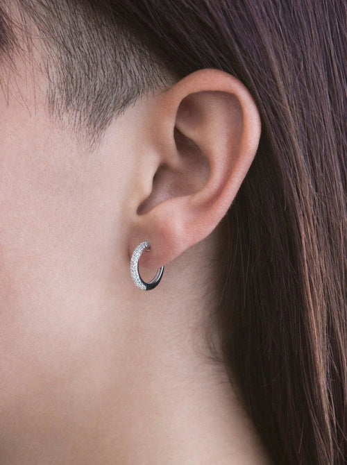 Hoop Earrings with White Zirconia Small Model