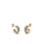 Boucles d'oreilles créoles en argent avec pierres de couleur verte et bleue