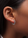 Silver Hoop Earrings with Stones in Blue Tones