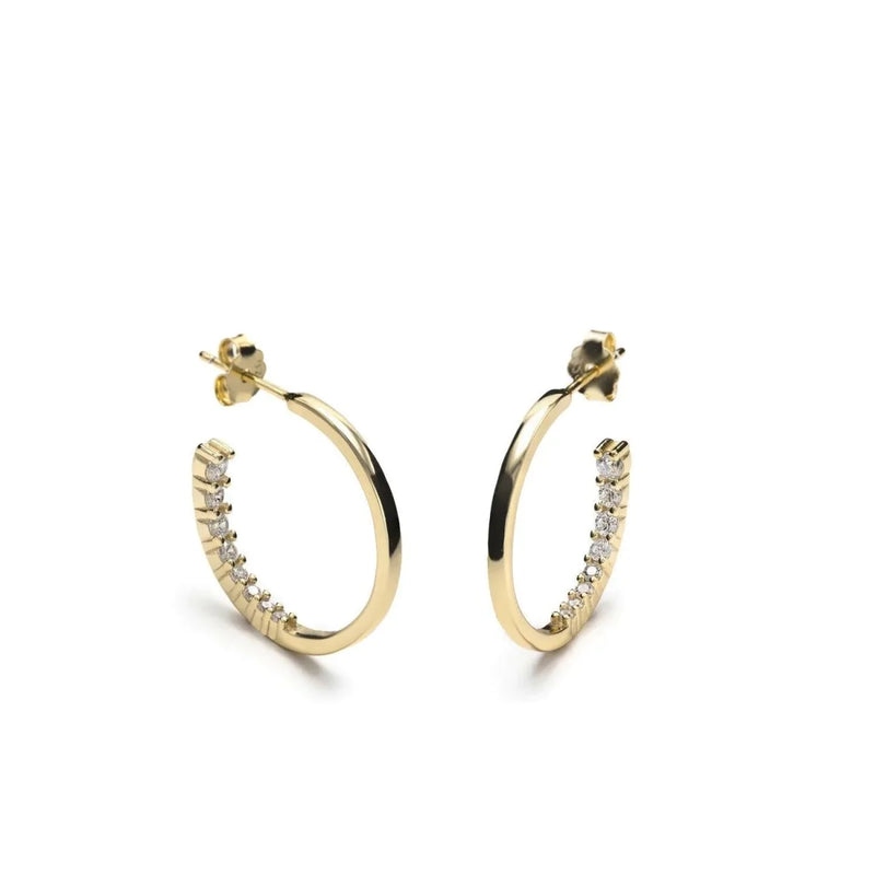 Silver Hoop Earrings with White Zirconia Interior Silhouette