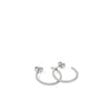 Silver Hoop Earrings with White Zircon Design