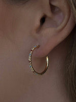 Golden Silver Hoop Earrings Fine Design Multicolor Zirconia