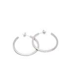 Large Silver Hoop Earrings with Thick Zirconia Setting