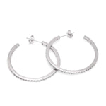 Large Square Silver Hoop Earrings with Zirconia Contour