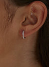 Silver Hoop Earrings Mini Zircon Design Small Size
