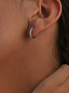 Silver Hoop Earrings Mini Zircon Design Small Size