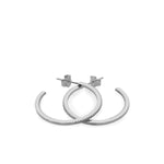 Mini Silver Hoop Earrings with White Zircons Setting Large Model