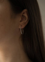 Mini Silver Hoop Earrings with White Zircons Setting Large Model
