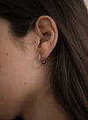 Mini Silver Hoop Earrings Set with White Zirconia Small Model