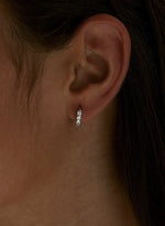 Small Silver Hoop Earrings with Zirconia Exterior Design