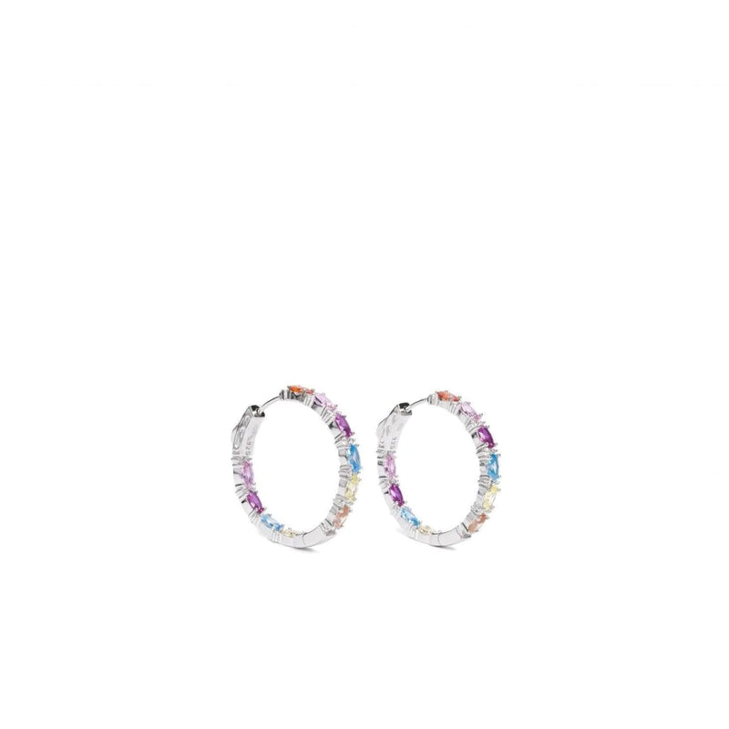 Boucles d'oreilles créoles en argent avec pierres grand design multicolore