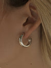 Silver Hoop Earrings Medium Thick Design