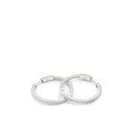 Circular Silver Hoop Earrings with Interior and Exterior Zirconia
