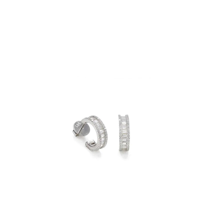 Silver Hoop Earrings with Total Zirconia Design