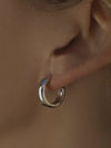 Small Silver Hoops Earrings Thick Design