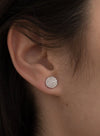 Small Shiny Silver Circle Motif Earrings