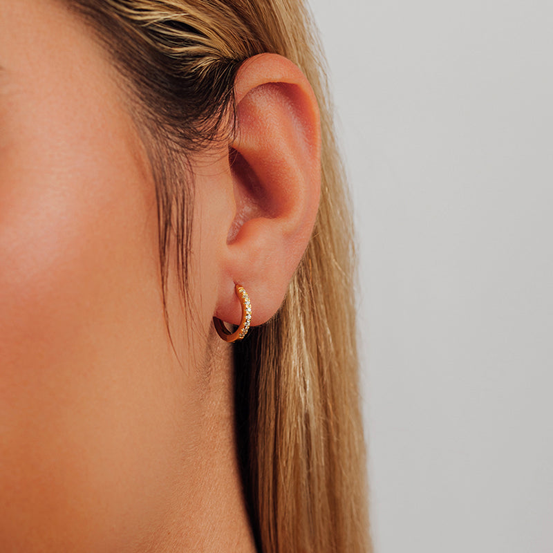 Hoop Earrings with Golden Zircons