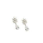 Small Festive Silver Bridal Earrings with Floral Design