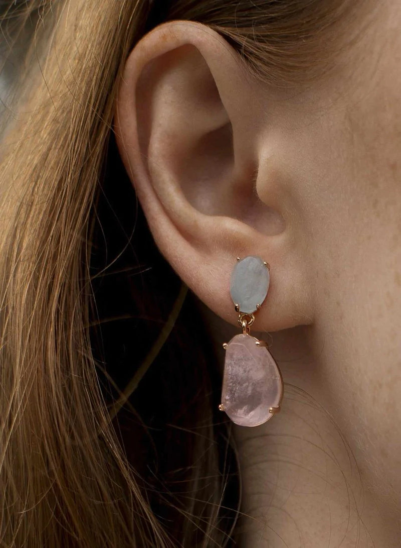 Boucles d'oreilles en pierre naturelle en argent avec pierres semi-précieuses