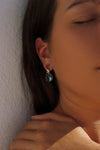 Earrings of Colored Stones with Blue Zirconia in Pear Size
