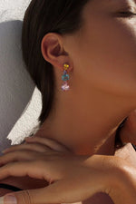 Earrings of Colored Stones with Pink Zirconia in Pear Size