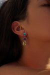 Earrings of Colored Stones with Green Zirconia in Pear Size