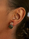 Colorful Stone Earrings Rose Gold Plated Silver with Multicolor Zircons