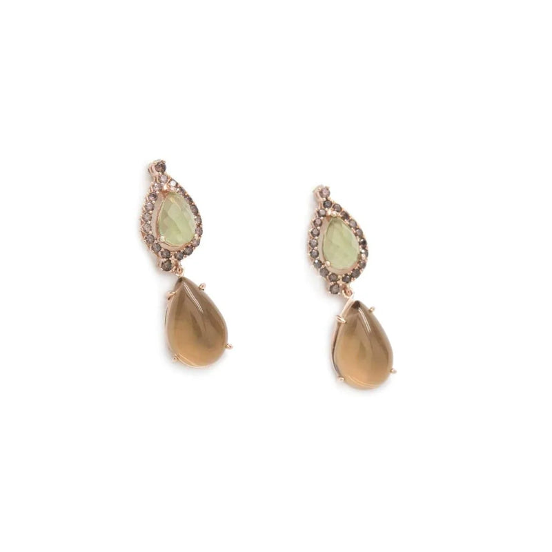 Silver Colored Stone Earrings in Amber and Peridot Tone