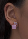 Colorful Stone Earrings Rose Gold Plated Smooth Silver with Multicolor Zircons