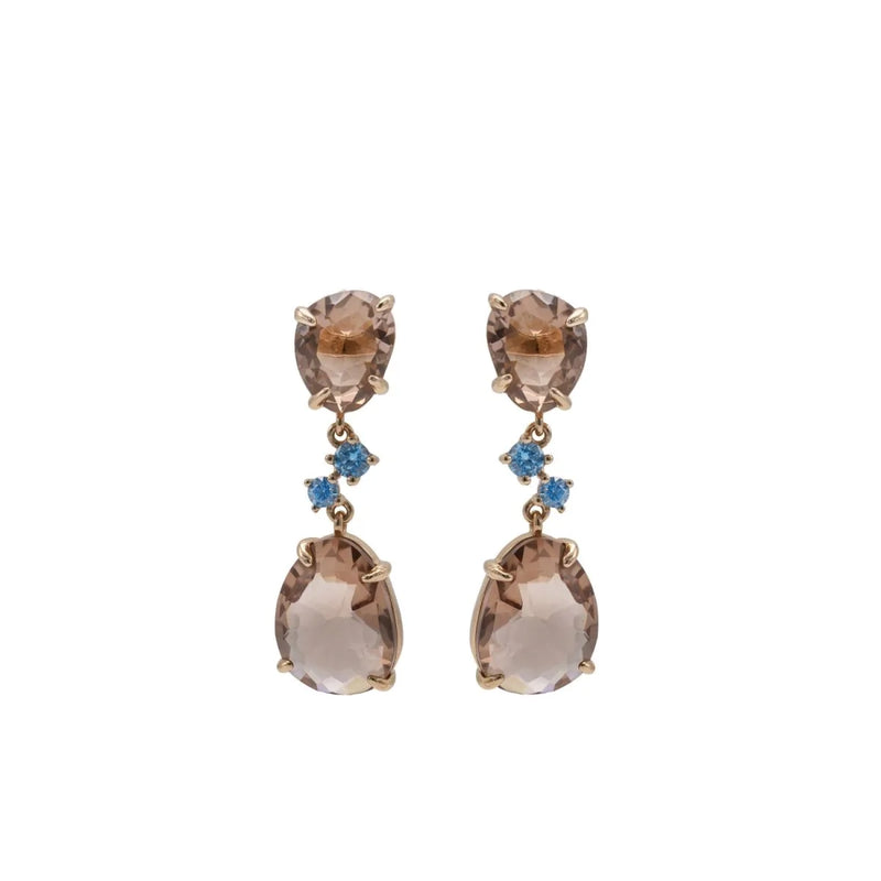 Earrings of Colored Stones in Earth Tones and Blue Zirconia