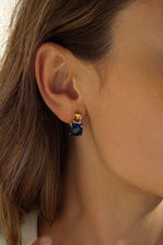 Boucles d'oreilles en argent avec pierres double design anthracite et azurite