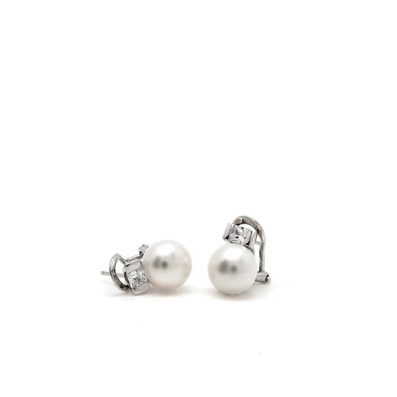 "You and Me" Earrings with Pearl and Adamantine Quartz