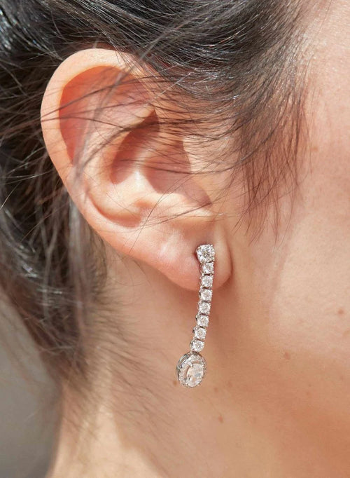 Long Shiny Silver Earrings Fine Design