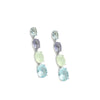 Long Earrings of Silver Colored Stones with Gems in Cold Tones