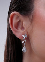 Long Silver Bride Earrings Linear Design
