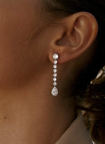 Long Elegant and Linear Silver Bridal Earrings