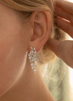 Long Silver Bridal Earrings Nature Style