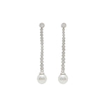 Pendientes Largos Perlas Plata Diseño Elegante con Circonitas