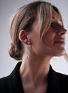 Bridal Silver Long Shiny Elegant Cascading Earrings