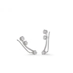 Silver climbing earrings with side star-cut zircon motif