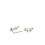 Silver climbing earrings with star motif and zircons