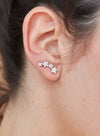 Silver climbing earrings with star motif and zircons