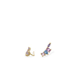 Silver climbing earrings multicolor design lilac blue purple and pink