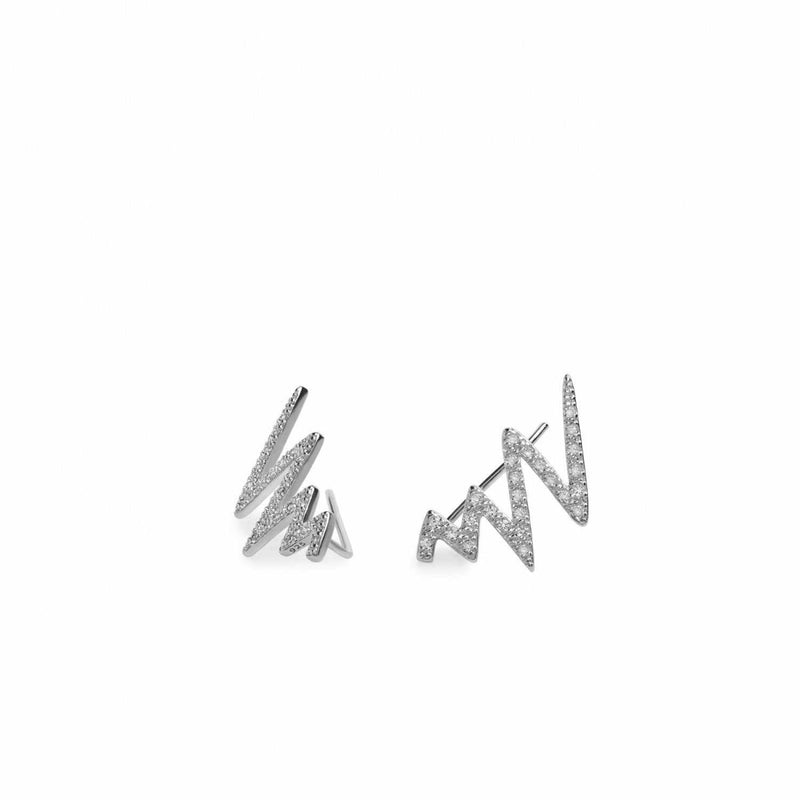 Pendientes trepadores de plata diseño zig zag