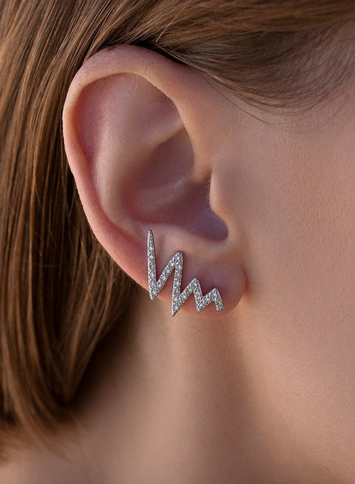 Boucles d'oreilles d'escalade en argent motif zigzag