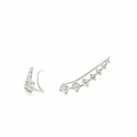Women's silver climbing earrings with zircons design