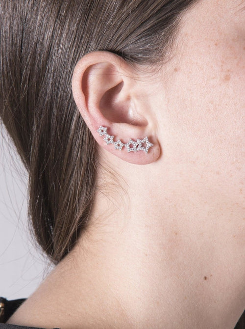 Star design climbing earrings with zircons