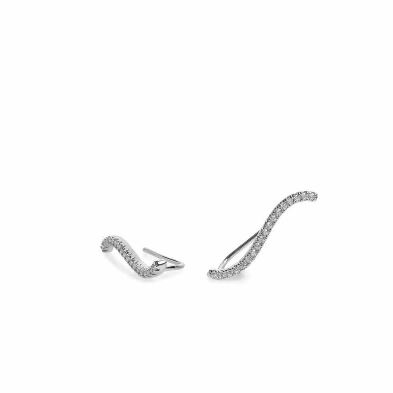 Silver climbing earrings with curved design